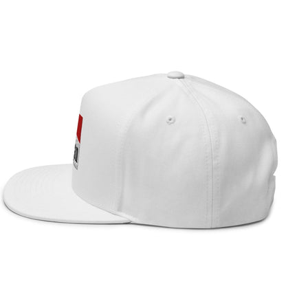 Mulligan Cigarette Red Flat Brim Bill 5 Panel Golf Snapback Hat - White - Club Rehab