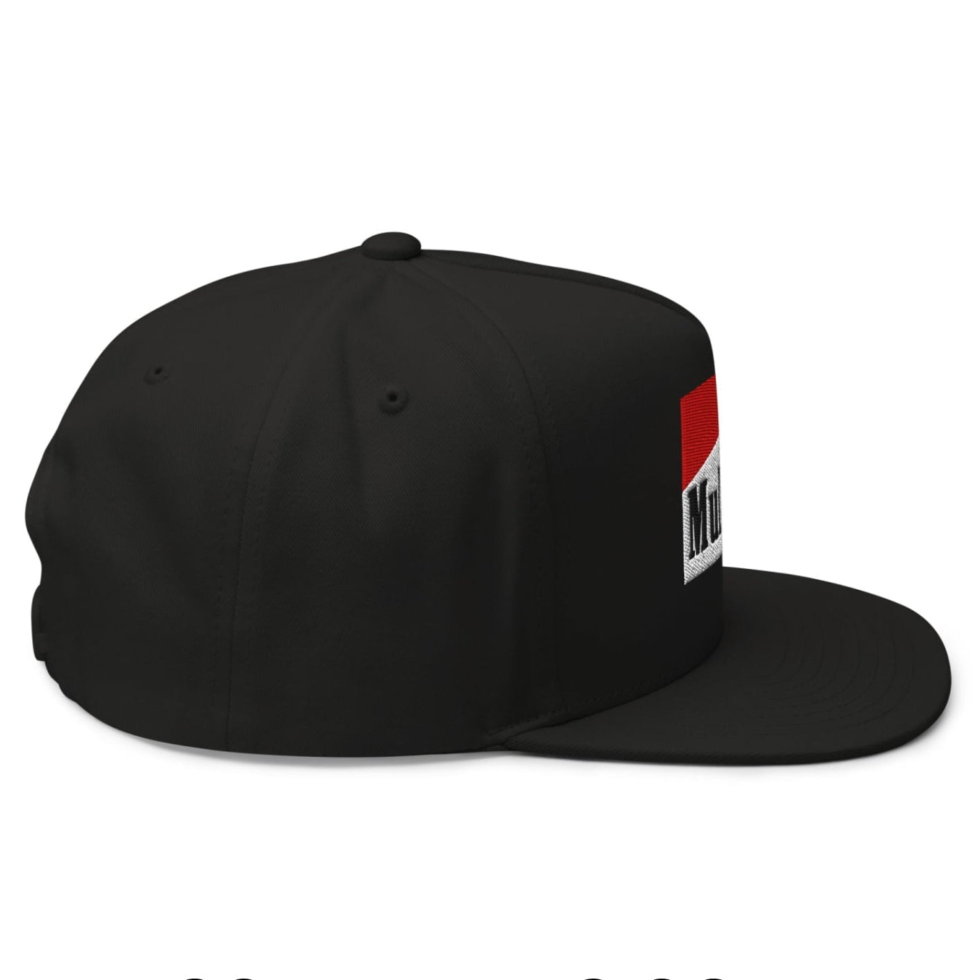 Mulligan Cigarette Red Flat Brim Bill 5 Panel Golf Snapback Hat - Black - Club Rehab