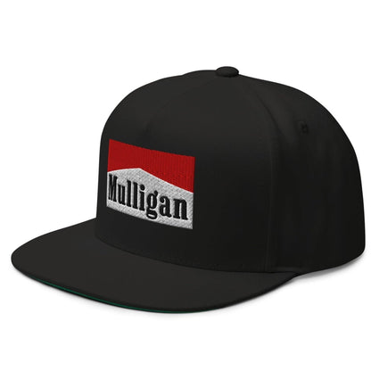 Mulligan Cigarette Red Flat Brim Bill 5 Panel Golf Snapback Hat - Black - Club Rehab