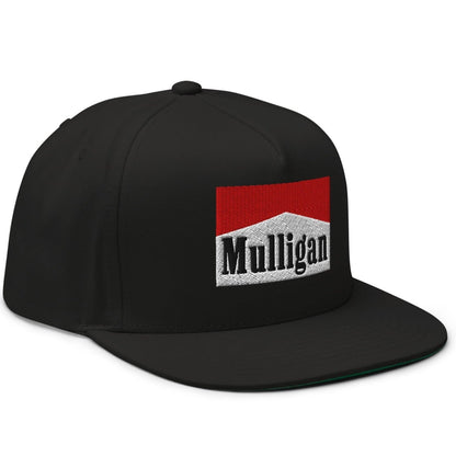 Mulligan Cigarette Red Flat Brim Bill 5 Panel Golf Snapback Hat - Black - Club Rehab