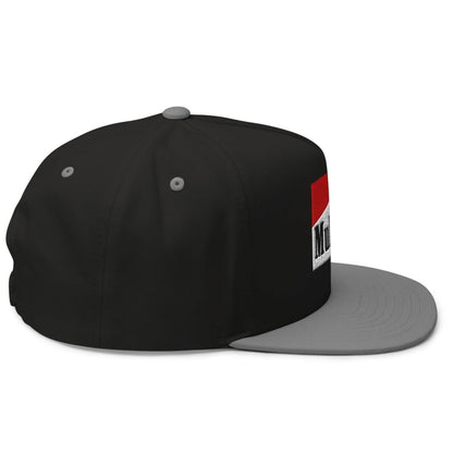 Mulligan Cigarette Red Flat Brim Bill 5 Panel Golf Snapback Hat - Black/ Grey - Club Rehab