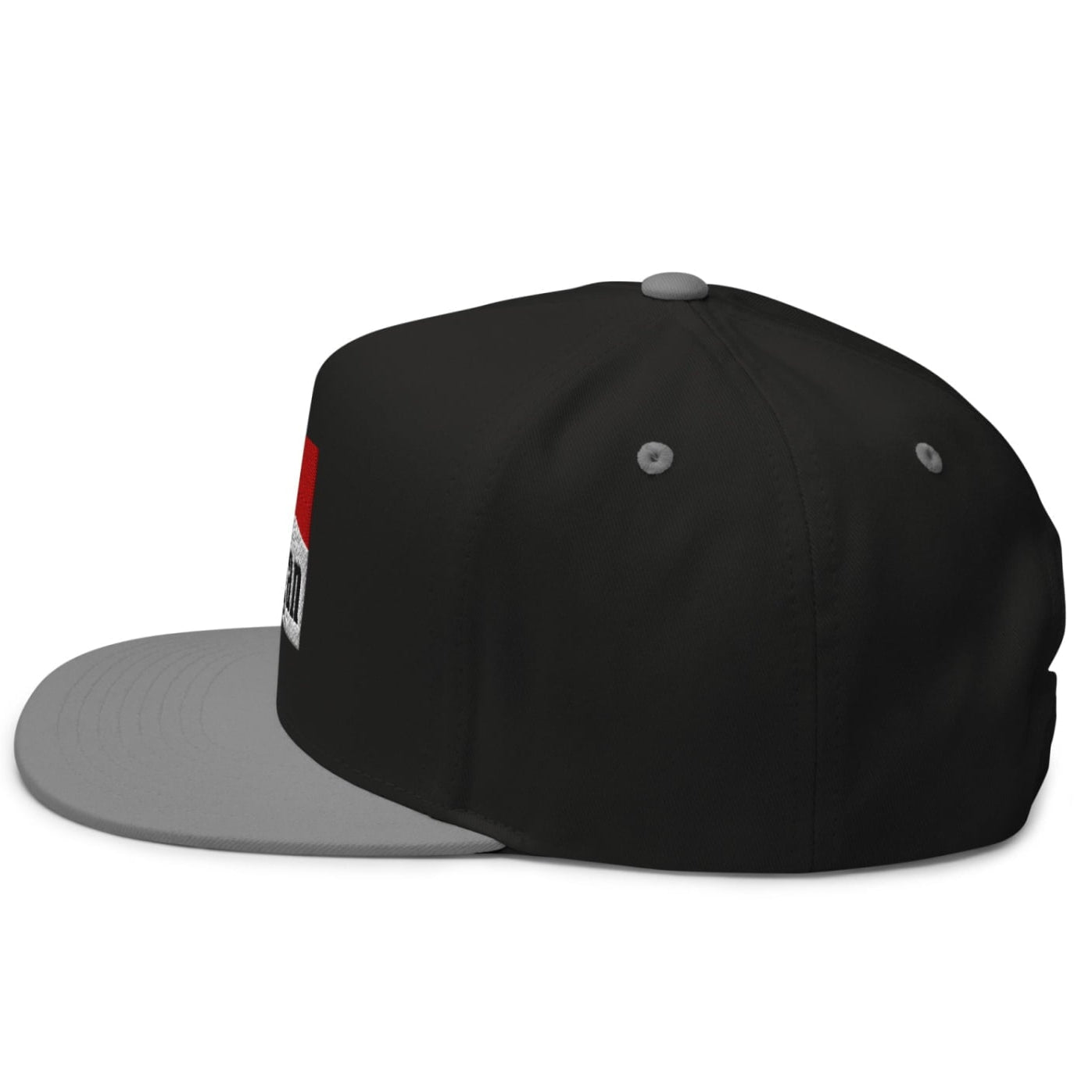 Mulligan Cigarette Red Flat Brim Bill 5 Panel Golf Snapback Hat - Black/ Grey - Club Rehab