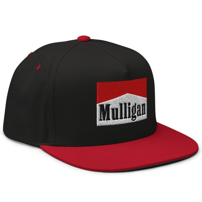 Mulligan Cigarette Red Flat Brim Bill 5 Panel Golf Snapback Hat - Black/ Red - Club Rehab