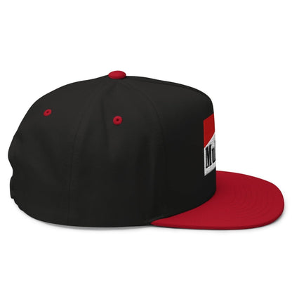 Mulligan Cigarette Red Flat Brim Bill 5 Panel Golf Snapback Hat - Black/ Red - Club Rehab