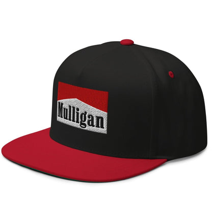 Mulligan Cigarette Red Flat Brim Bill 5 Panel Golf Snapback Hat - Black/ Red - Club Rehab