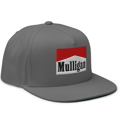 Mulligan Cigarette Red Flat Brim Bill 5 Panel Golf Snapback Hat - Grey - Club Rehab