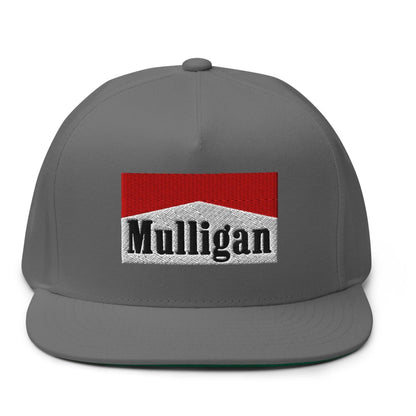 Mulligan Cigarette Red Flat Brim Bill 5 Panel Golf Snapback Hat - Grey - Club Rehab