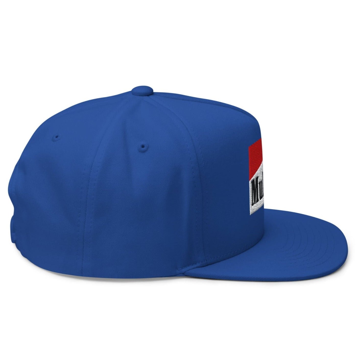 Mulligan Cigarette Red Flat Brim Bill 5 Panel Golf Snapback Hat - Royal Blue - Club Rehab