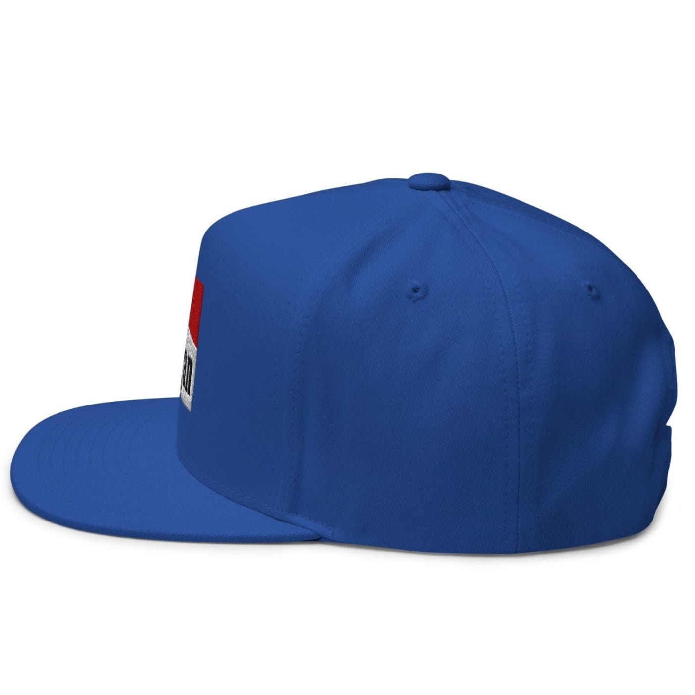 Mulligan Cigarette Red Flat Brim Bill 5 Panel Golf Snapback Hat - Royal Blue - Club Rehab