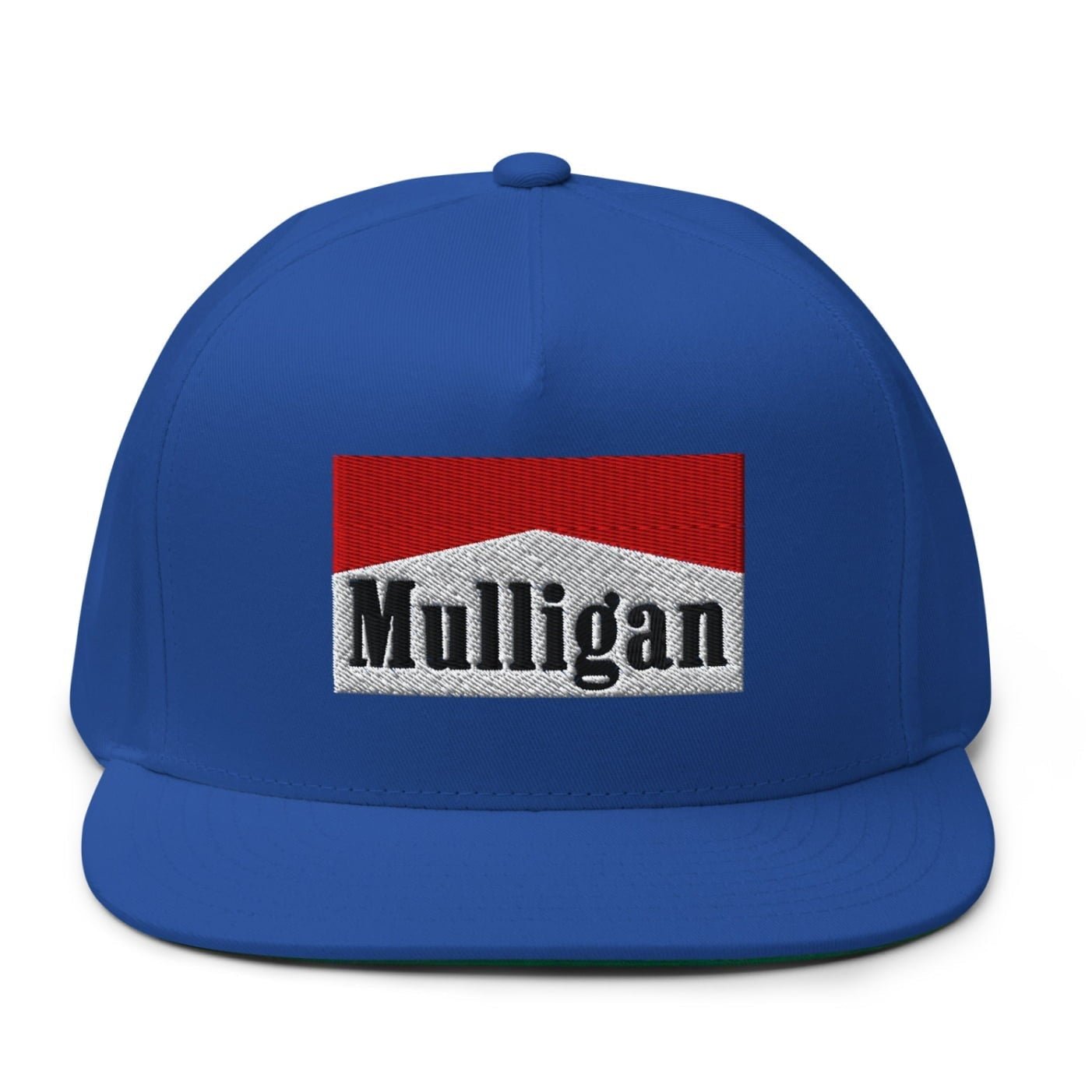 Mulligan Cigarette Red Flat Brim Bill 5 Panel Golf Snapback Hat - Royal Blue - Club Rehab