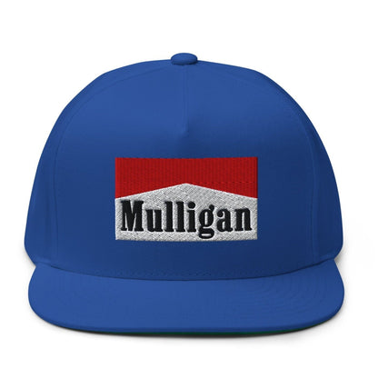Mulligan Cigarette Red Flat Brim Bill 5 Panel Golf Snapback Hat - Royal Blue - Club Rehab