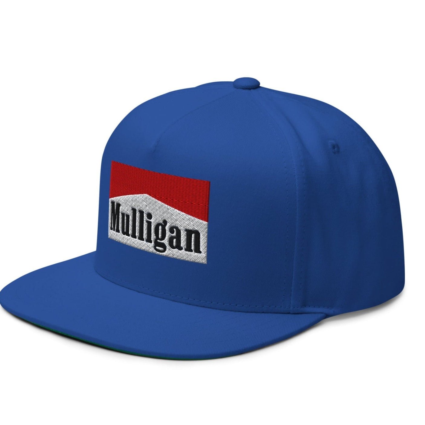 Mulligan Cigarette Red Flat Brim Bill 5 Panel Golf Snapback Hat - Royal Blue - Club Rehab