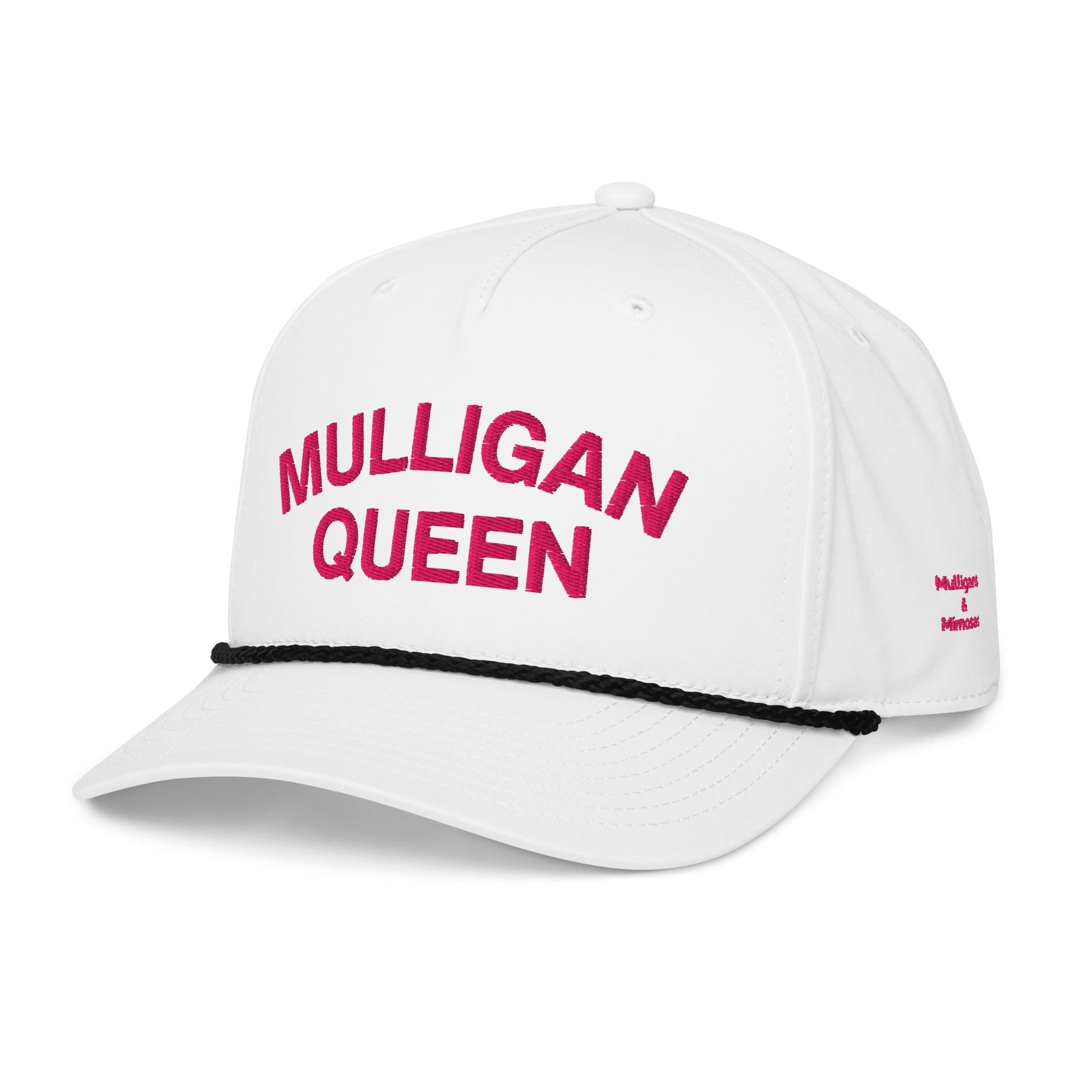 Mulligan Queen Embroidered Golf Rope Hat for Women - Black/White - Club Rehab