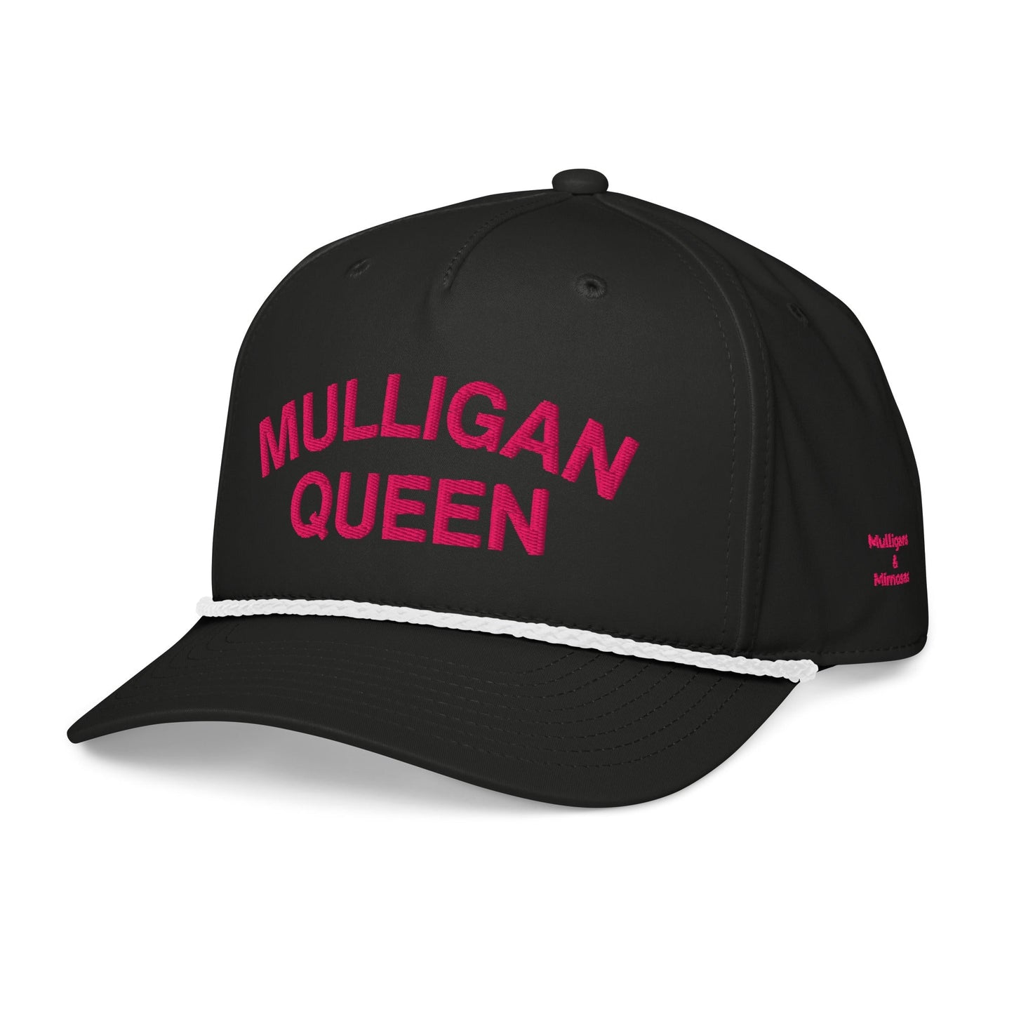 Mulligan Queen Embroidered Golf Rope Hat for Women - Black/White - Club Rehab