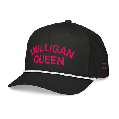 Mulligan Queen Embroidered Golf Rope Hat for Women - Black/White - Club Rehab