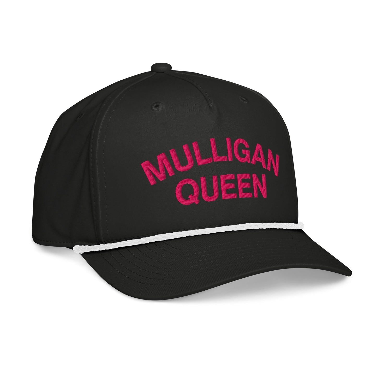 Mulligan Queen Embroidered Golf Rope Hat for Women - Black/White - Club Rehab