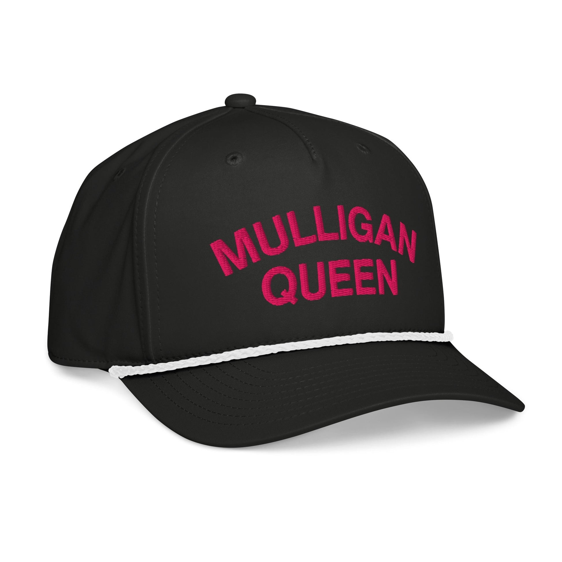 Mulligan Queen Embroidered Golf Rope Hat for Women - Black/White - Club Rehab