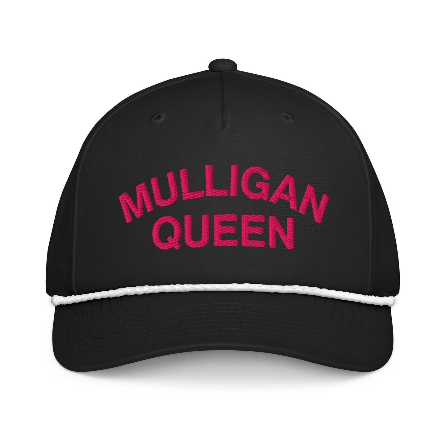 Mulligan Queen Embroidered Golf Rope Hat for Women - Black/White - Club Rehab