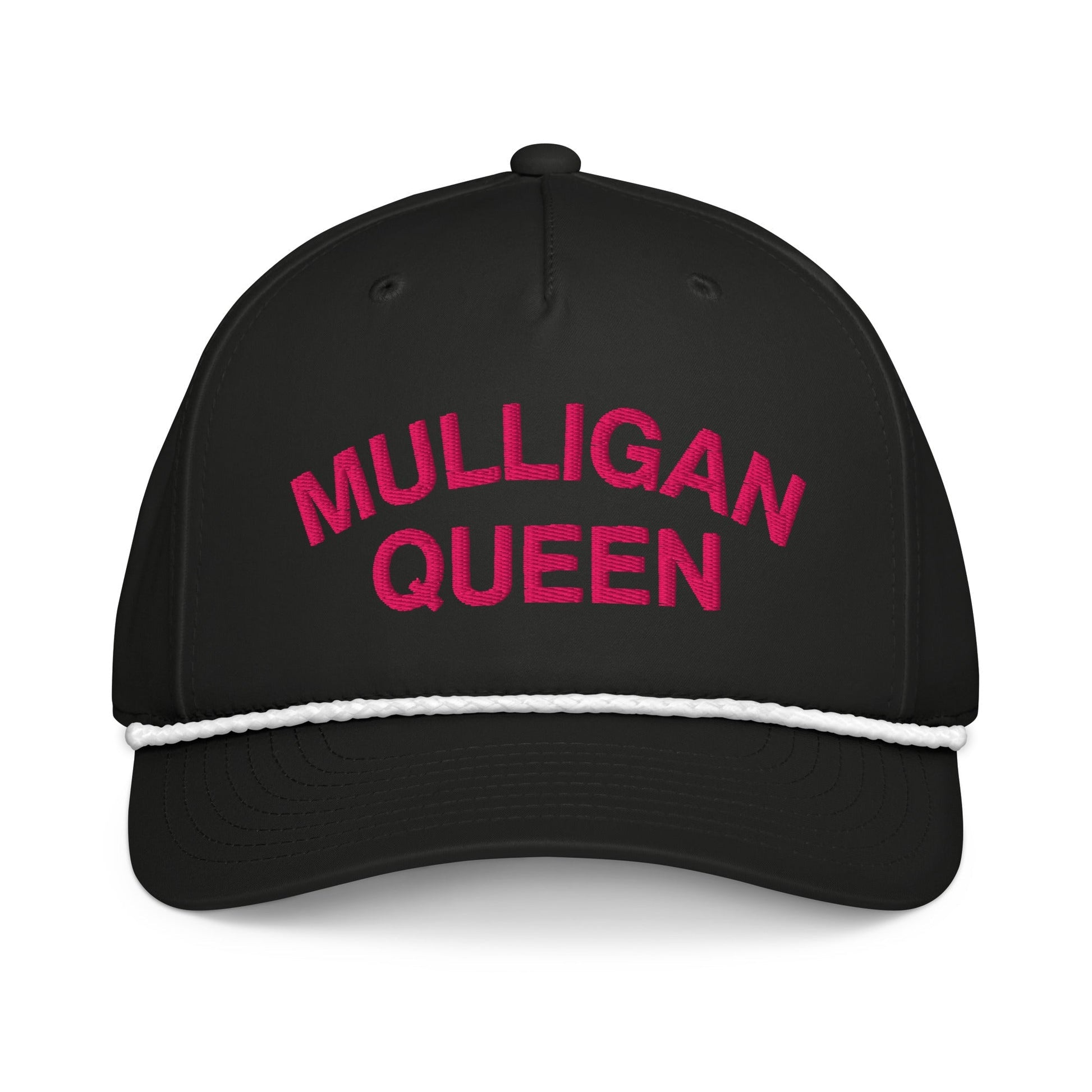 Mulligan Queen Embroidered Golf Rope Hat for Women - Black/White - Club Rehab