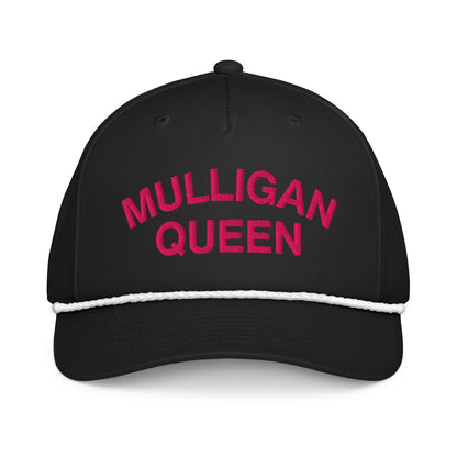 Mulligan Queen Embroidered Golf Rope Hat for Women - Black/White - Club Rehab