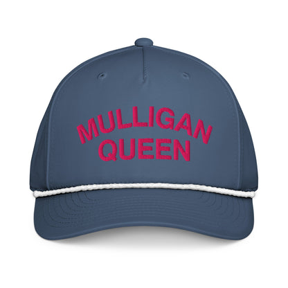 Mulligan Queen Embroidered Golf Rope Hat for Women - Light Blue/White - Club Rehab