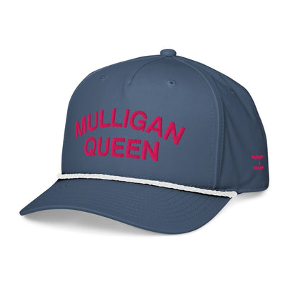 Mulligan Queen Embroidered Golf Rope Hat for Women - Light Blue/White - Club Rehab