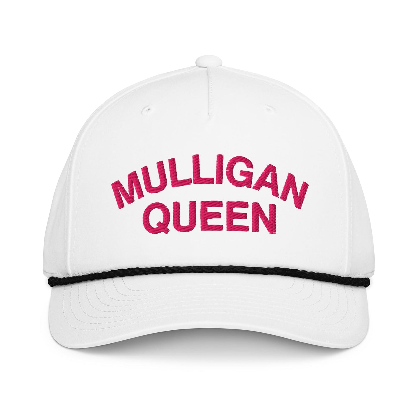 Mulligan Queen Embroidered Golf Rope Hat for Women - White/Black - Club Rehab