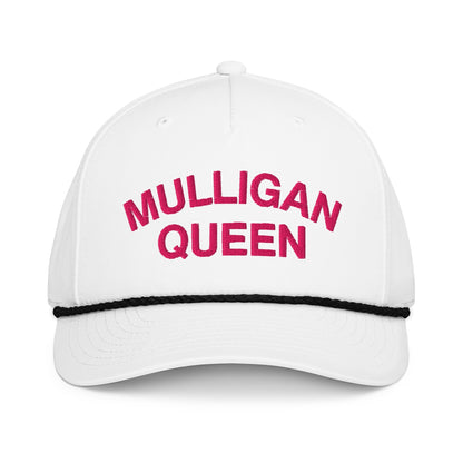 Mulligan Queen Embroidered Golf Rope Hat for Women - White/Black - Club Rehab