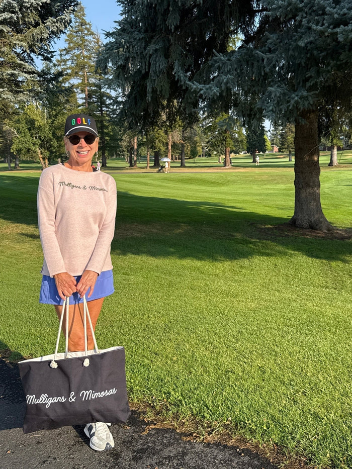 Mulligans & Mimosas Black Golf Tote Bag - Club Rehab