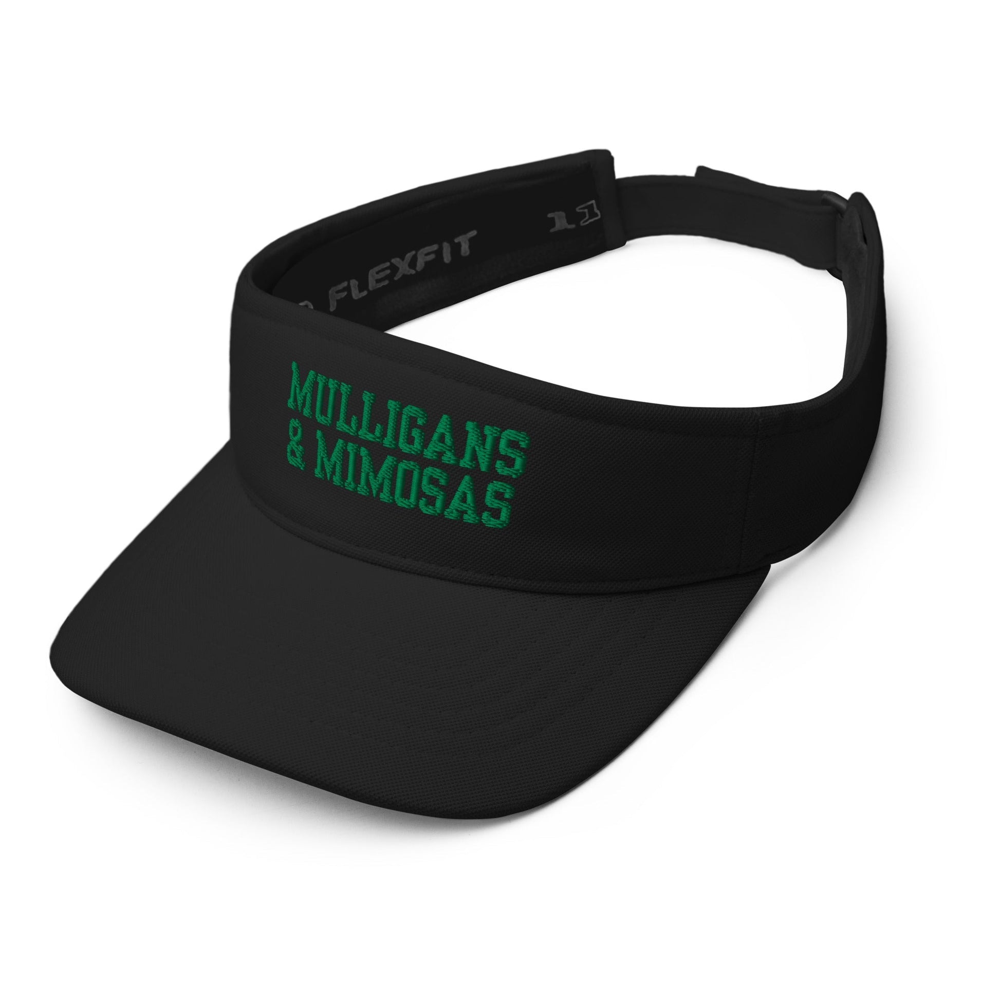 Mulligans & Mimosas Embroidered Golf Visor for Women - Black - Club Rehab