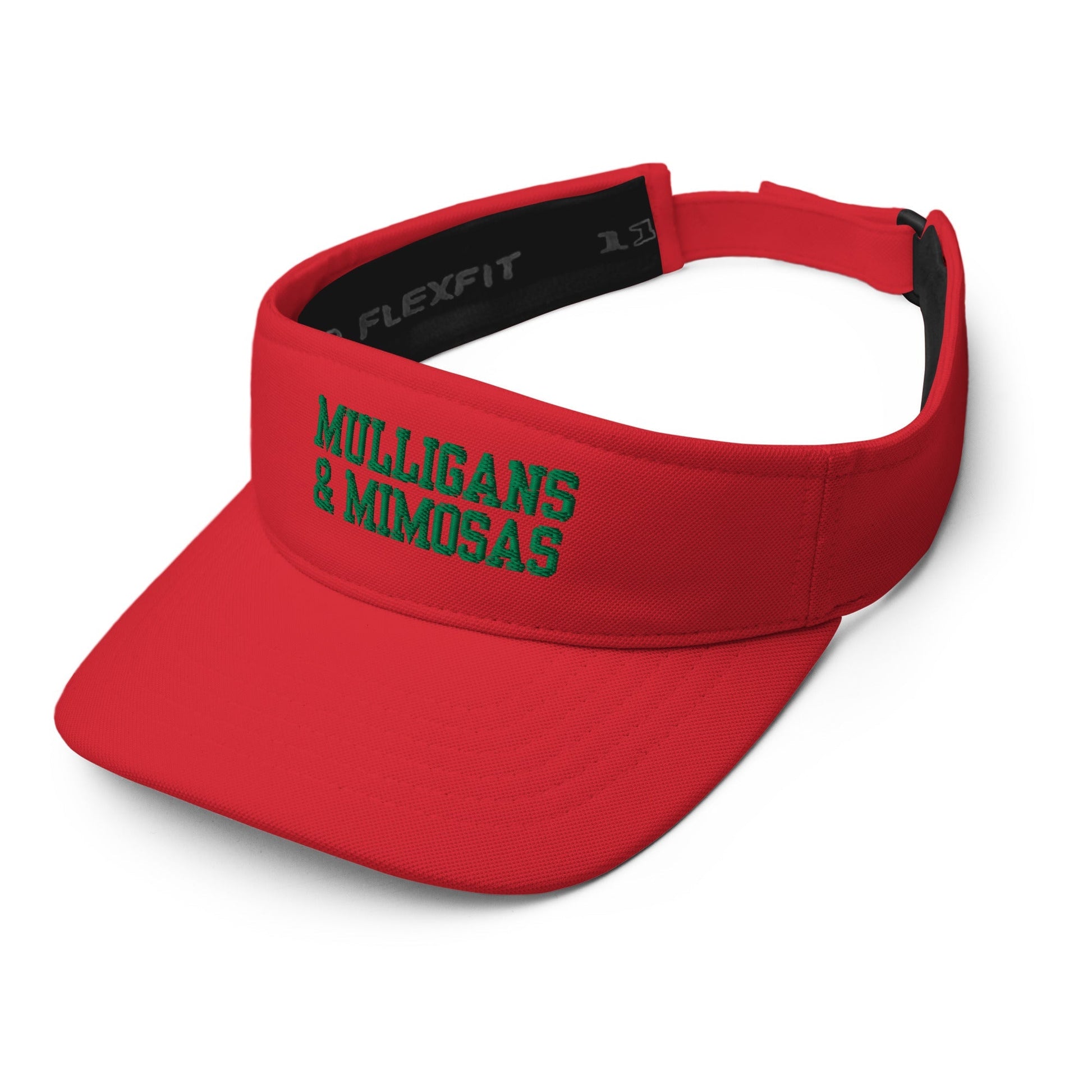 Mulligans & Mimosas Embroidered Golf Visor for Women - Red - Club Rehab