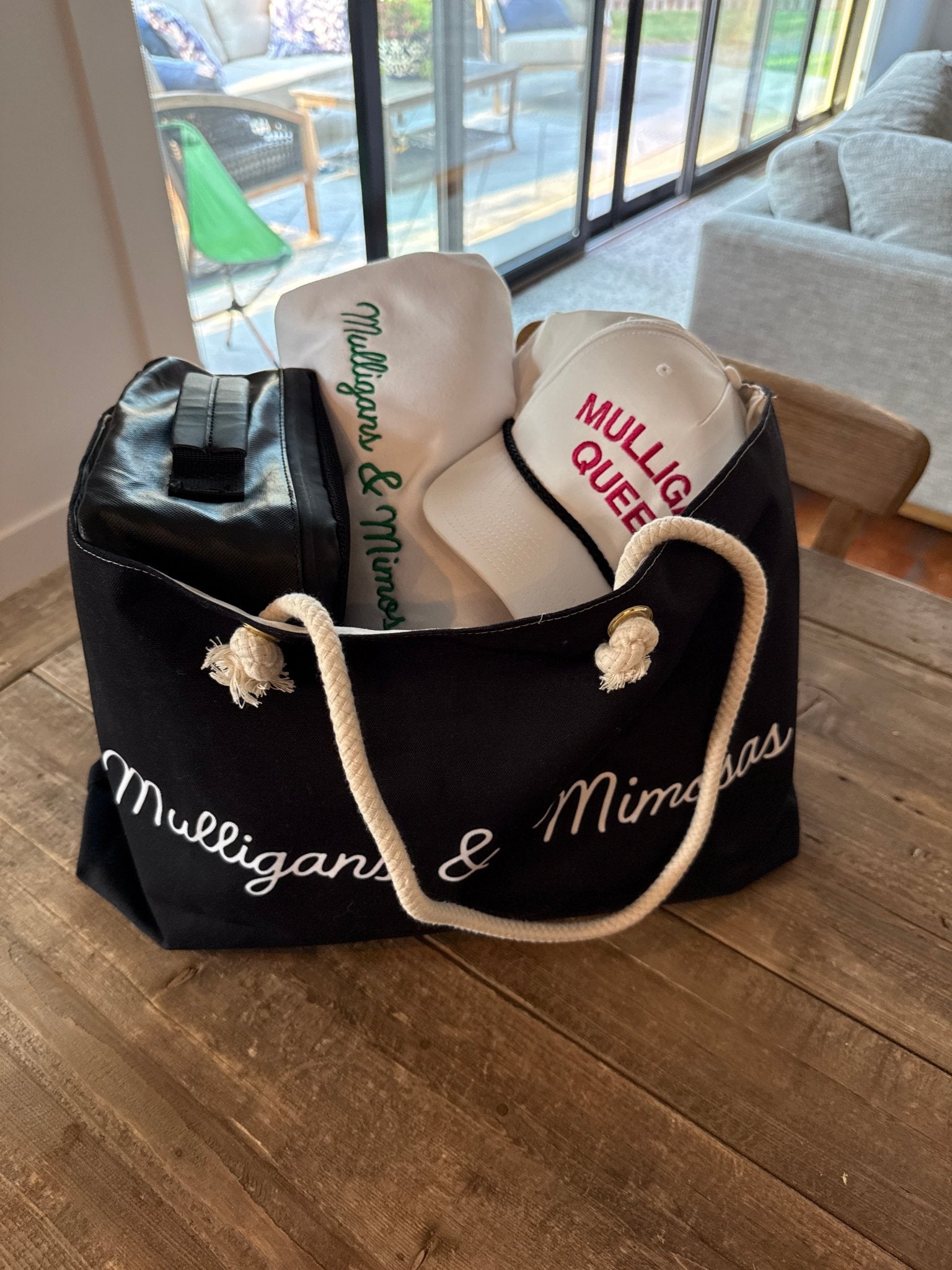 Mulligans & Mimosas Navy Golf Tote Bag - Club Rehab