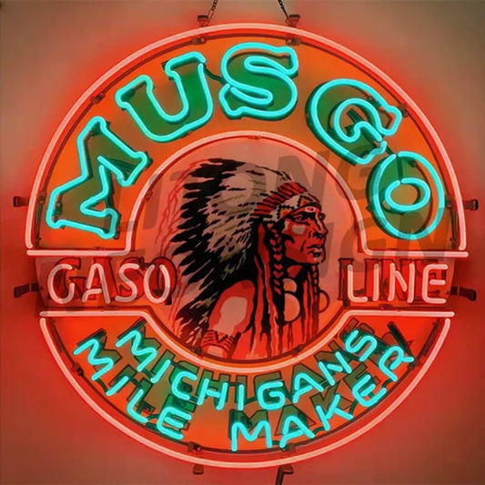 Musgo Gasoline Michigans Mile Maker Neon Signs - Club Rehab