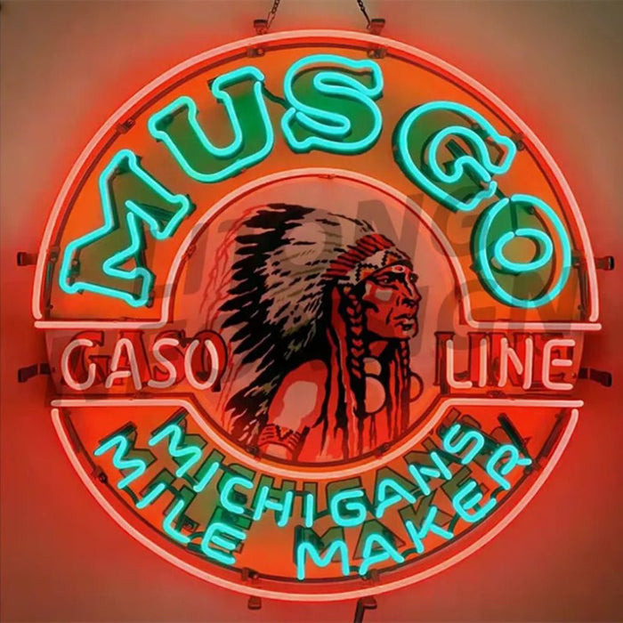 Musgo Gasoline Michigans Mile Maker Neon Signs - Club Rehab
