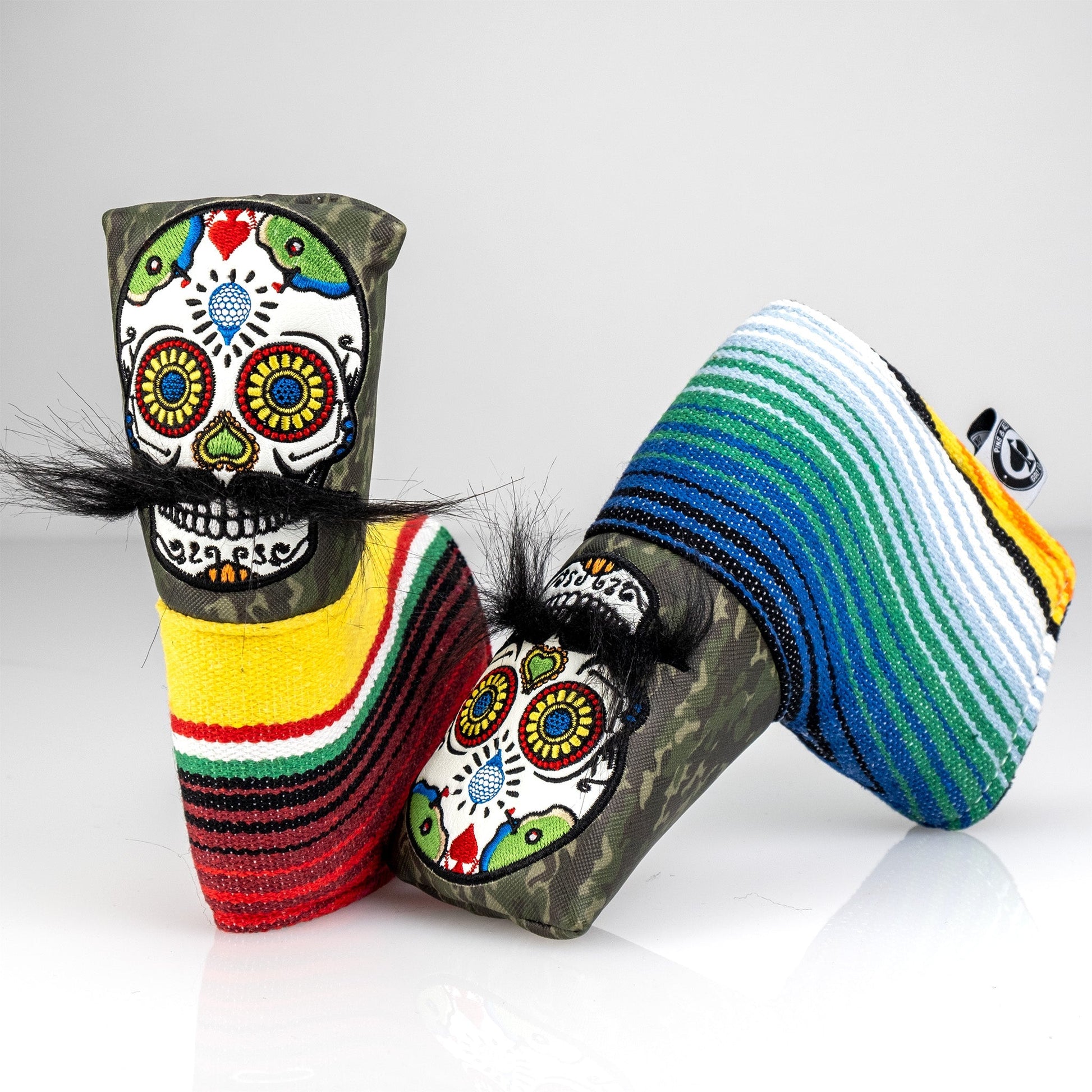 Mustache Sugar Skull - Blade Putter Cover Green Camo - Club Rehab