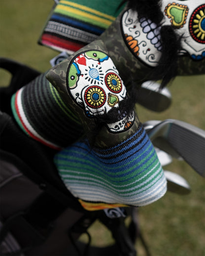 Mustache Sugar Skull - Blade Putter Cover Green Camo - Club Rehab
