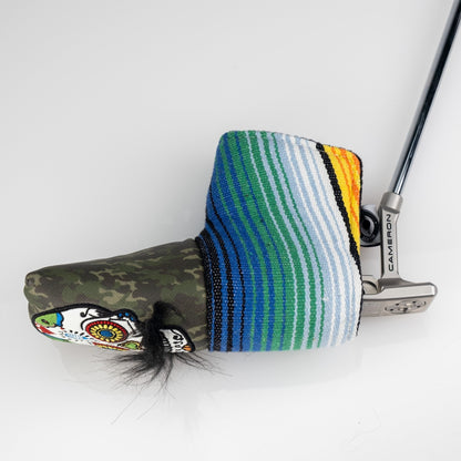 Mustache Sugar Skull - Blade Putter Cover Green Camo - Club Rehab