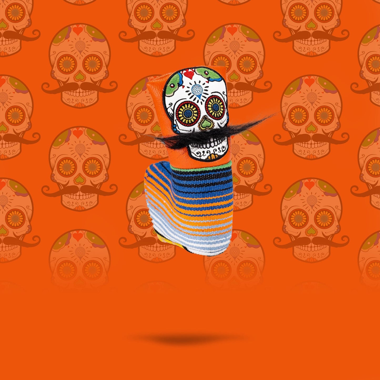 Mustache Sugar Skull - Blade Putter Cover Orange - Club Rehab