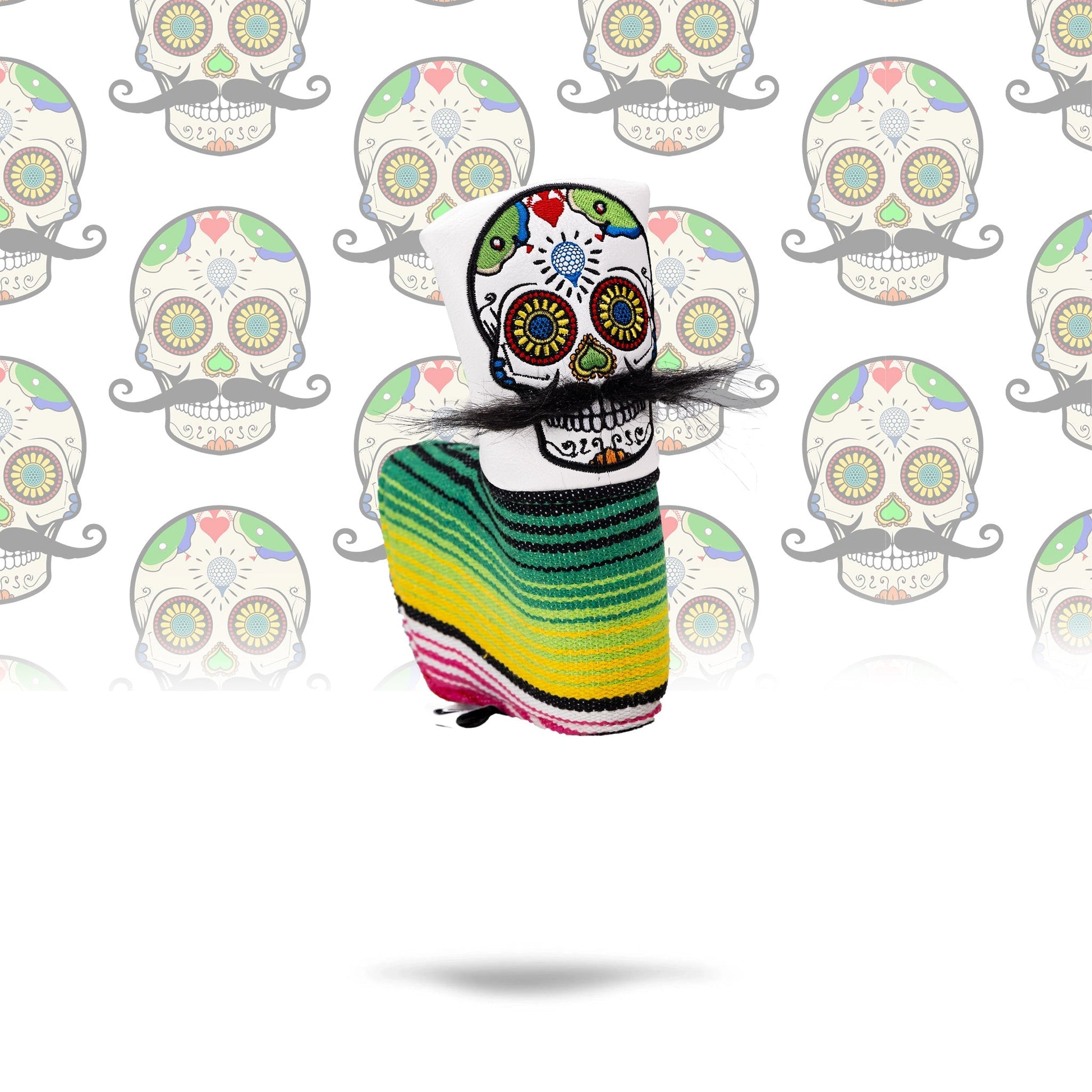 Mustache Sugar Skull - Blade Putter Cover White - Club Rehab