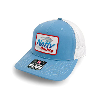 Natty Daddy Woven Patch Hat - Curved Bill Snapback Columbia Blue / White - Club Rehab