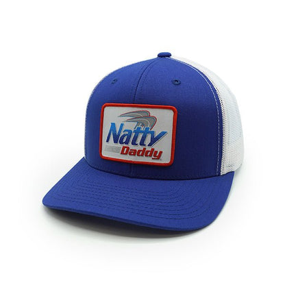 Natty Daddy Woven Patch Hat - Curved Bill Snapback Royal / White - Club Rehab