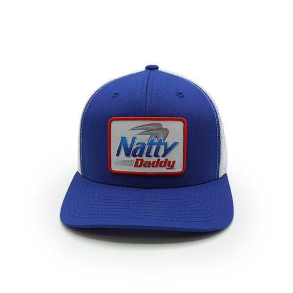 Natty Daddy Woven Patch Hat - Curved Bill Snapback Royal / White - Club Rehab