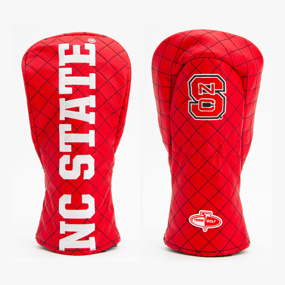 NC State Wolfpack Solid Quilted Fairway Headcover, front and back views