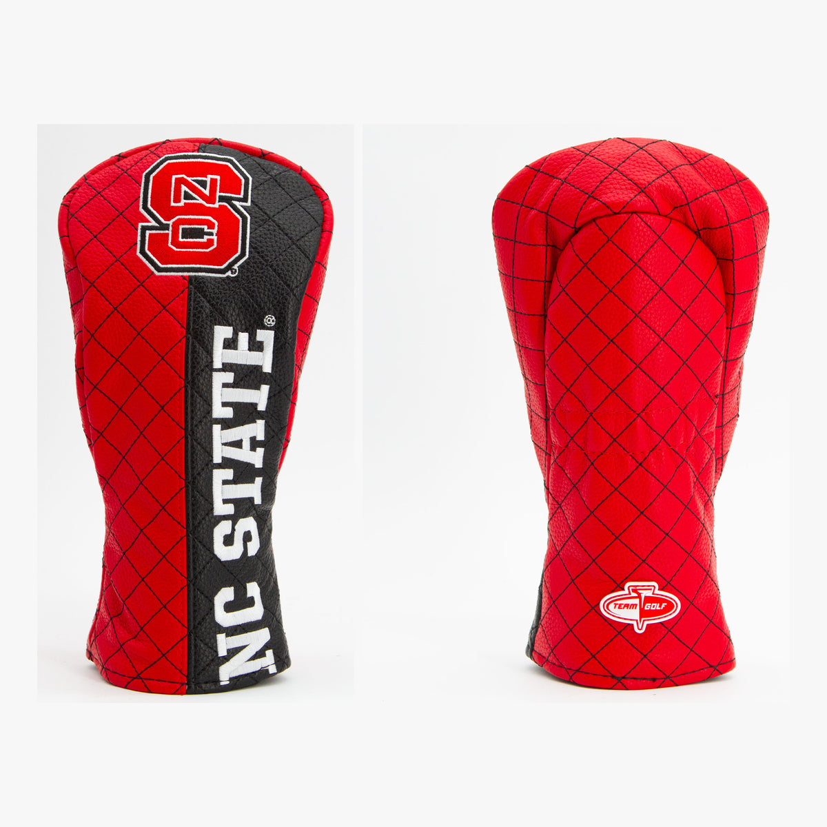 NC State Wolfpack Split Quilted Fairway Headcover, front and back views