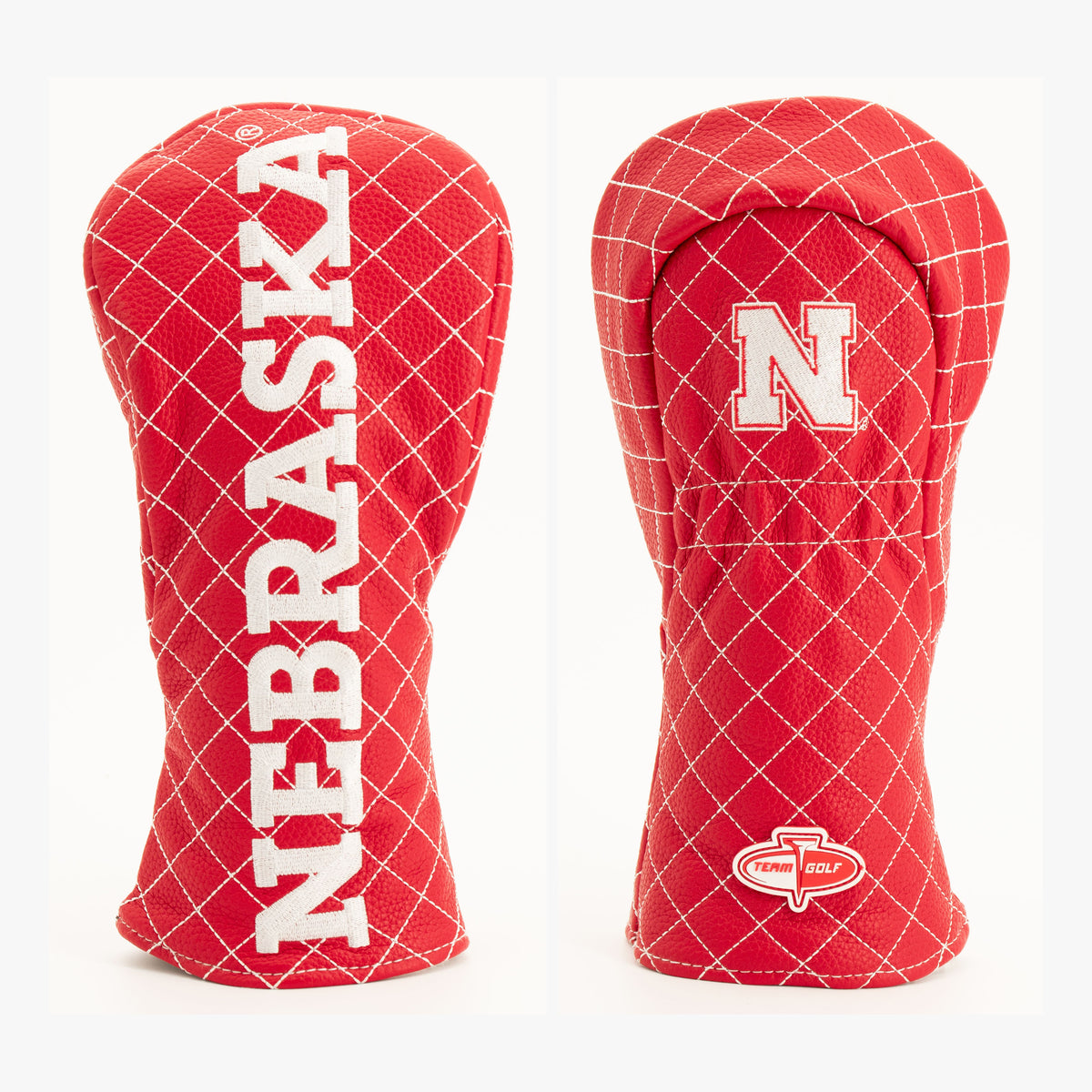 Nebraska Cornhuskers Solid Quilted Fairway Headcover, front and back views