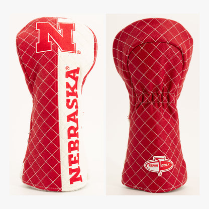 Nebraska Cornhuskers Split Quilted Driver Headcover, front and back views