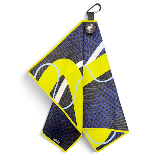 Neon Current 2.0 Golf Towel | 24” x 16” Microfiber Towel | Magnetic Clip & Carabiner | Premium Golf Accessory - Club Rehab