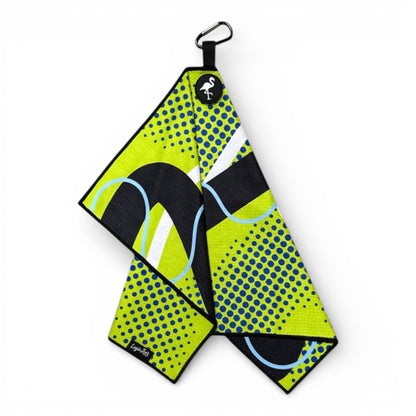 Neon Current Golf Towel | Premium Double-Sided Microfiber | Heavy-Duty Magnetic Towel with Carabiner Clip | 24 x 16 in - Club Rehab