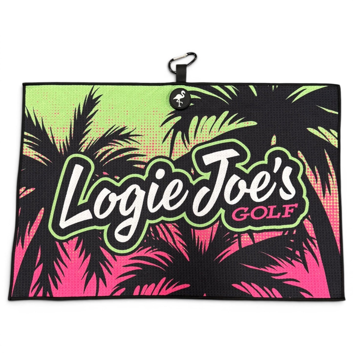 Neon Palms Golf Towel | 24” x 16” Microfiber Towel | Magnetic Clip & Carabiner | Premium Golf Accessory - Club Rehab