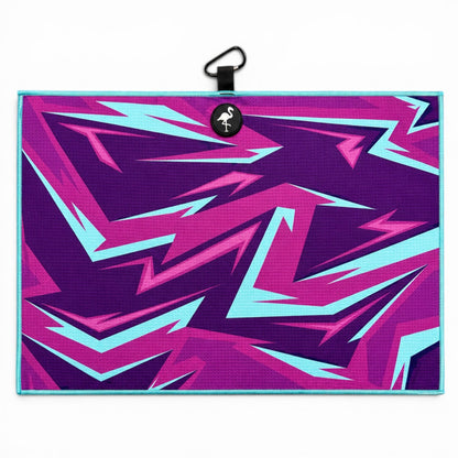 Neon Shockwave Golf Towel | 24” x 16” Microfiber Towel | Magnetic Clip & Carabiner | Premium Golf Accessory - Club Rehab